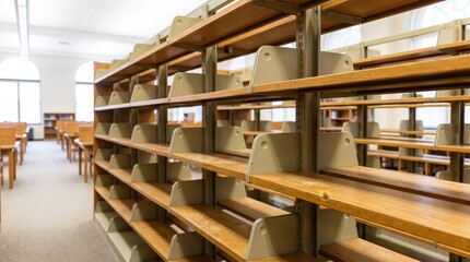 Obraz premium Empty retail shelving in a large store, inventory shortage, supply disruption, consumer uncertainty, economic slowdown.