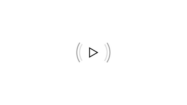 Minimalist Play Button with Sound Wave Icon Animation for Media Playback, Music Streaming and Audio Player on White Background . 4K Motion Graphics.