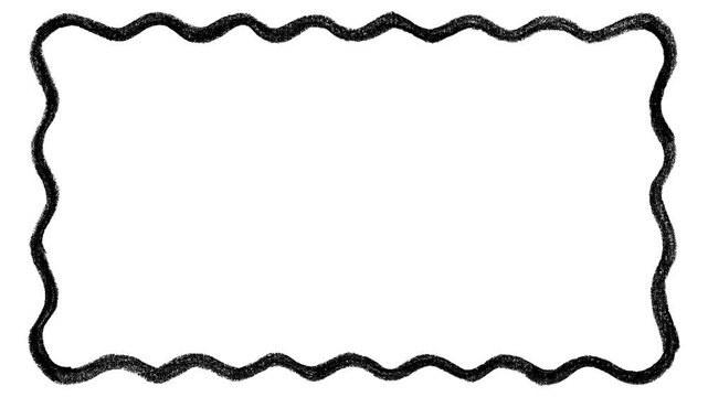 Black Wavy Rectangle Frame Animation on transparent background