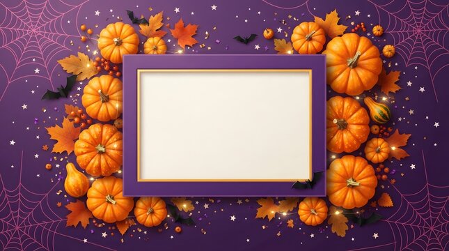 Halloween pumpkin border festive autumn frame for spooky season designs