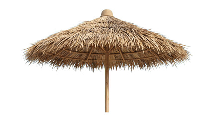 Thatched beach umbrella transparent PNG isolated straw parasol cutout for tropical resort and summer design © creativestock