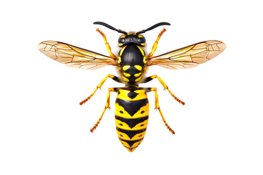 Yellow and black wasp fly insect isolated on transparent background PNG element