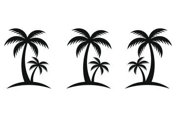 Fototapeta premium Tropical palm trees silhouette vector illustration set