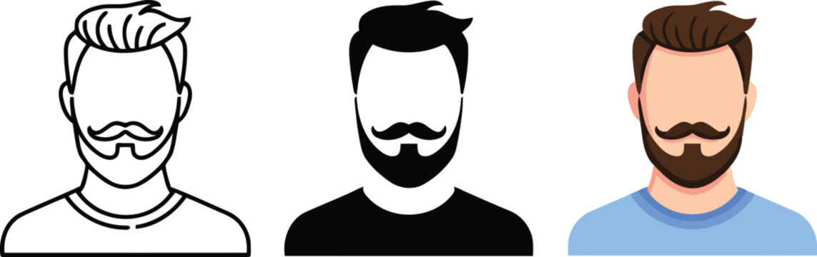 Set of bearded man avatars vector illustration