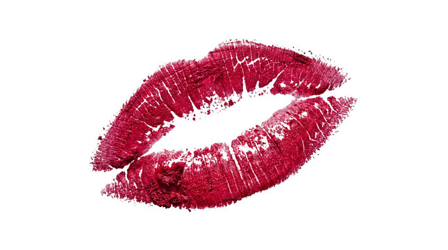 Red lipstick kiss mark transparent PNG isolated cutout for beauty, romance, makeup branding and sticker design