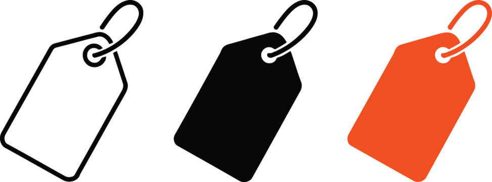 Three rectangular price tags hanging vector illustration