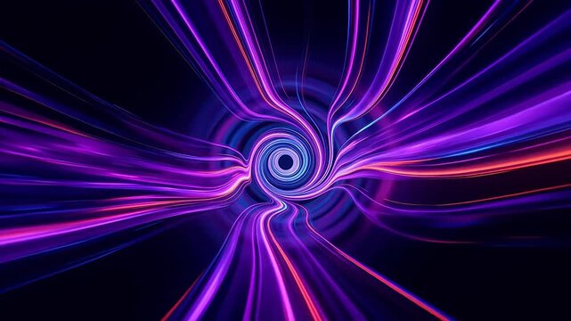 Neon fluid vortex swirling in dark space
