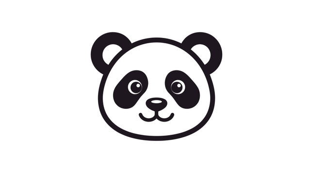 A cute panda bear face illustration with black and white colors on a white background.