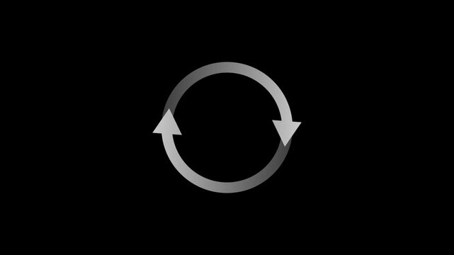 Rotating circular arrows animation on transparent background. Circular refresh reload icon animation.