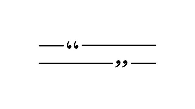 Animated quote marks opening and closing on transparent background. for social media, quotation punctuation.