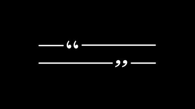 Animated quote marks opening and closing on transparent background. for social media, quotation punctuation.