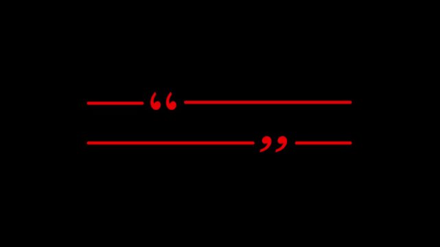 Animated quote marks opening and closing on transparent background. for social media, quotation punctuation.