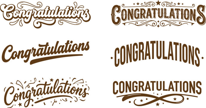 Vintage congratulations typography collection for celebratory designs