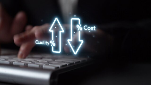 Business concept showing cost reduction and quality increase using Lean, Six Sigma, and Total Quality Management (TQM) to enhance efficiency, value, and customer satisfaction. Muxer