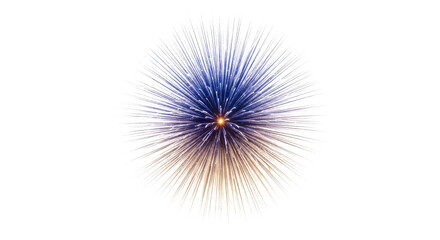 Fototapeta premium Abstract firework explosion with blue and gold light trails isolated on transparent background