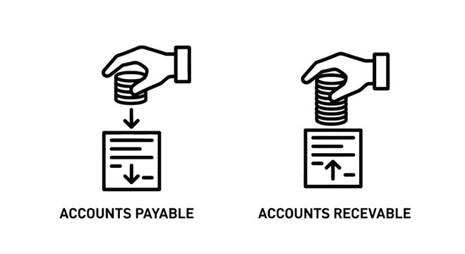 Accounts payable and accounts receivable business financial transaction icons with accounts receivable business accounting transaction investment