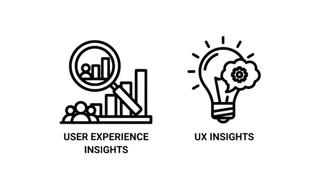 User experience insights and UX research concepts line icon set with experience research insights analytics interface business usability