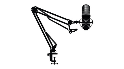 Microphone boom arm with clamp mount black and white silhouette stand audio © Juwel