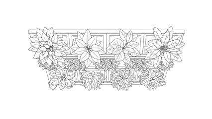 Obraz premium A top-down view sketch of a window box filled with various blooming flowers, creating a charming and natural aesthetic