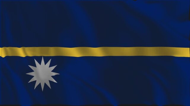 Flag of Nauru waving slowly in the foreground.