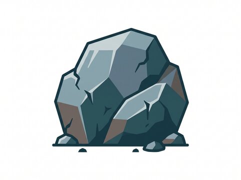 Large Rock Boulder Vector Illustration Cartoon Stone Game Asset
