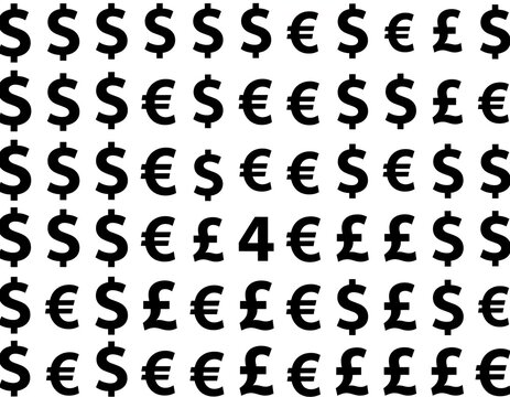 Abstract black and white currency pattern design.