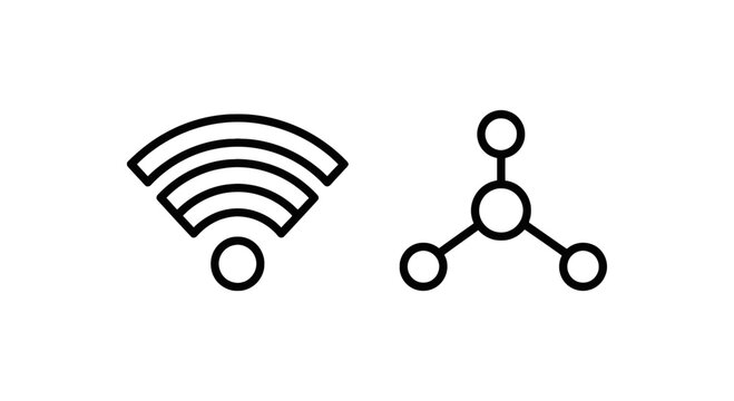 Wifi wireless connection and network node icons with wireless connection internet communication technology computing connectivity infrastructur
