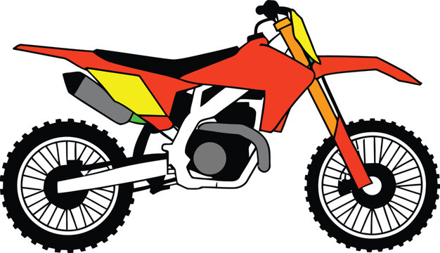 Red dirt bike motocross motorcycle vector illustration isolated with two wheeler