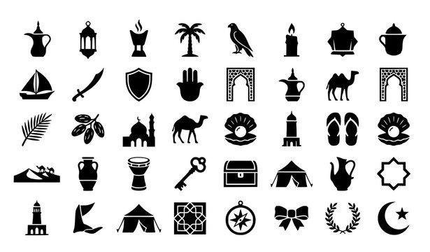 Arabian Heritage Black Silhouette Vector Icon Pack