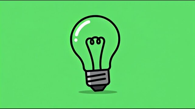 Cartoon light bulb shaking and vibrating on green background