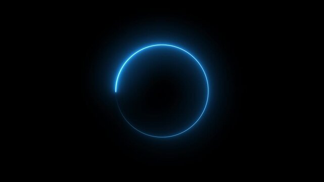 Abstract neon circle animation rotating and glowing against a black background. Beautiful colorful neon circle frame loading icon. ring circle looping animation. 4k video. 