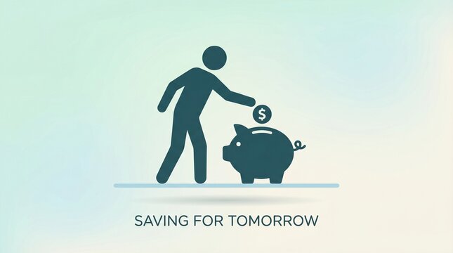 Concept of Personal Financial Planning and Investing Money for Future Security with a Person Saving Coins into a Piggy Bank
