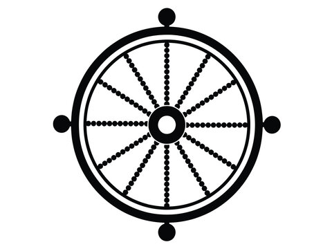 Dharmachakra symbol, the wheel of dharma, representing the teachings of buddha and the cycle of rebirth