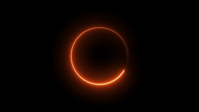 Abstract neon circle animation rotating and glowing against a black background. Beautiful colorful neon circle frame loading icon. ring circle looping animation. 4k video. 