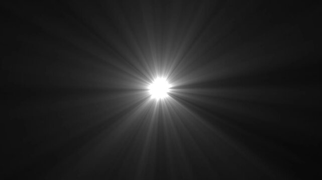 Centered white light rays on black and background. Heaven light animation from center. overlay light transition, effects sunlight, glitter, shiny, bright, flare on isolated 4k video.
