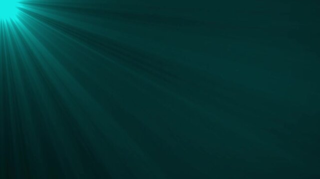 Abstract cyan background with spotlight rays light effects on a black background. Sun ray light effects. Light animation. 