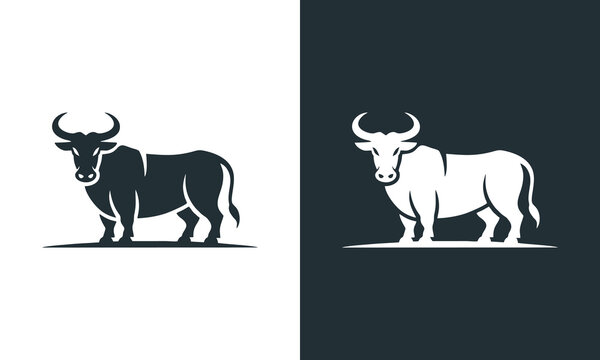 Minimalist Bull Silhouette Logo Design for Sport and Business Mascot
