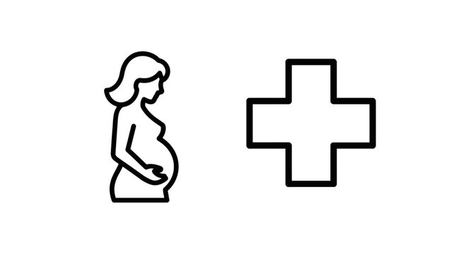 Pregnancy and healthcare medical cross icons with pregnancy maternity healthcare maternal hospital wellness treatment expecting medicine