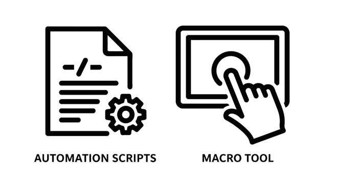 Automation scripts and macro tool digital icons for software development with automation software development programming technology computer