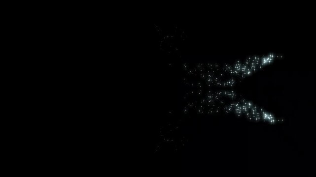 blinking retro vector stars and dots, twinkling starry night sky on black screen  fairy dust wand glitter stars trail overlay, magic sparkle glitter line star on 4k.