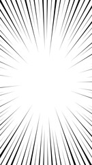 Explosion or burst black dynamic radial speed lines manga comic style design 9:16 mobile screen ratio. Random speed or motion lines moving fast on PNG transparent background. Vector illustration. © LionStudio