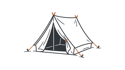 Simple white camping tent outdoors. © Sem