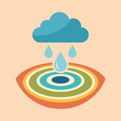 Obraz premium Rainbow colored water drop from cloud.