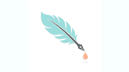 Quill pen with feather and ink. © Uswah