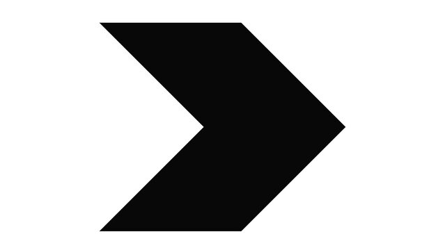 Large bold black single chevron arrow symbol with direction pointing navigation abstract minimalist background template orientation movement geometry composition indicator