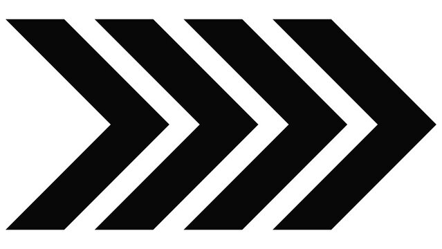 Row of black chevron arrows pointing right with pointing direction navigation sequence abstract movement orientation geometry background template composition indicator repetitive