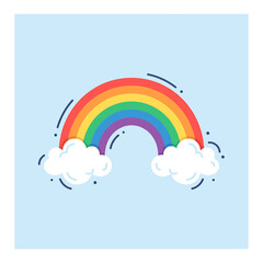 Obraz premium Colorful Rainbow with White Clouds.