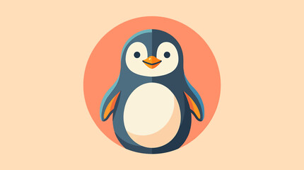 Cute cartoon penguin standing alone. © Ubay