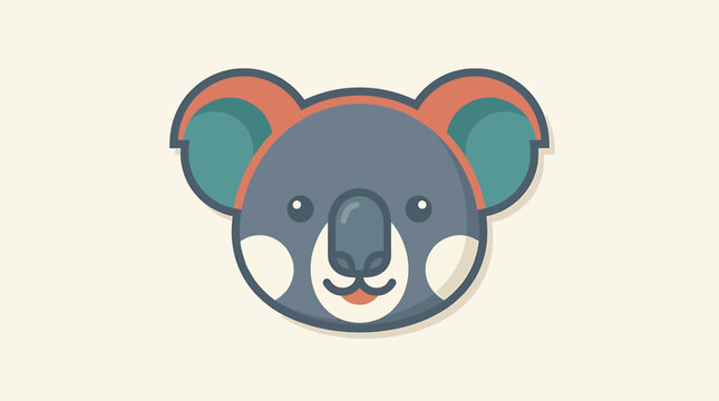 Colorful cartoon koala face illustration.