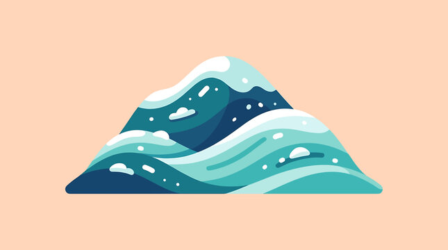 Mountain waves with snow and ice.